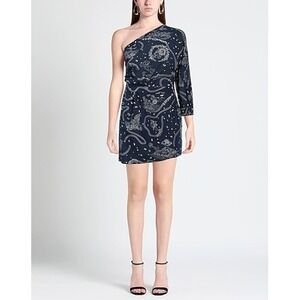 NWT Roseanna Lucio Rimini Navy One Shoulder Dress Sz 40 (US 8) Mermaid Celestial